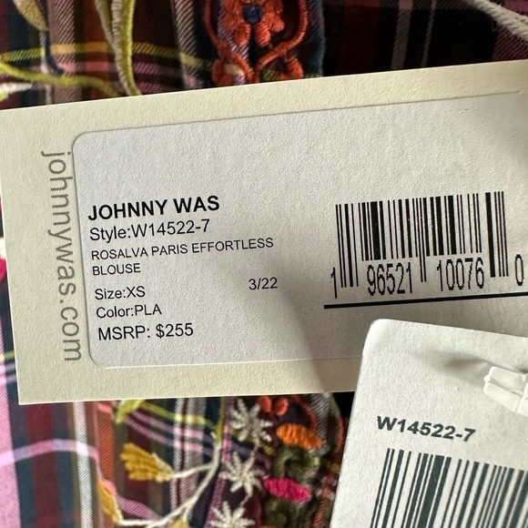 Johnny Was Rosalva Paris Effortless Blouse Size XS Plaid - Picture 4 of 12